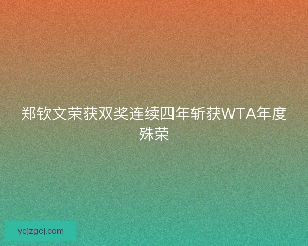 郑钦文荣获双奖连续四年斩获WTA年度殊荣